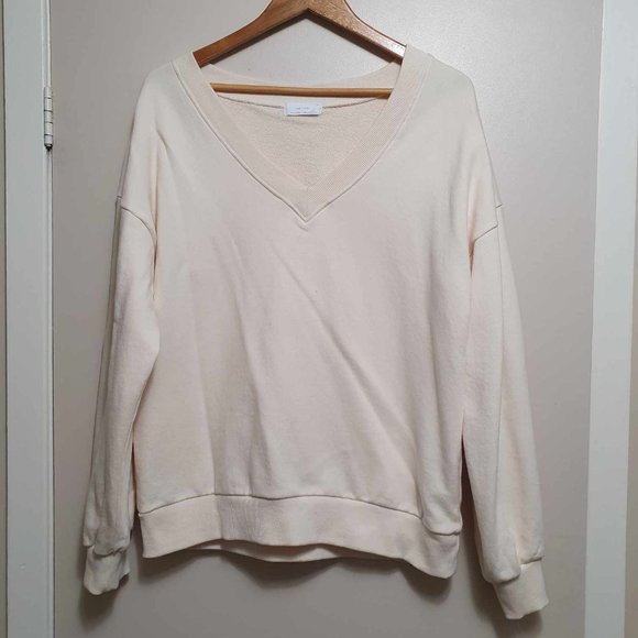 Oak + Fort Women’s Cream V Neck Sweatshirt - S - Picture 2 of 4